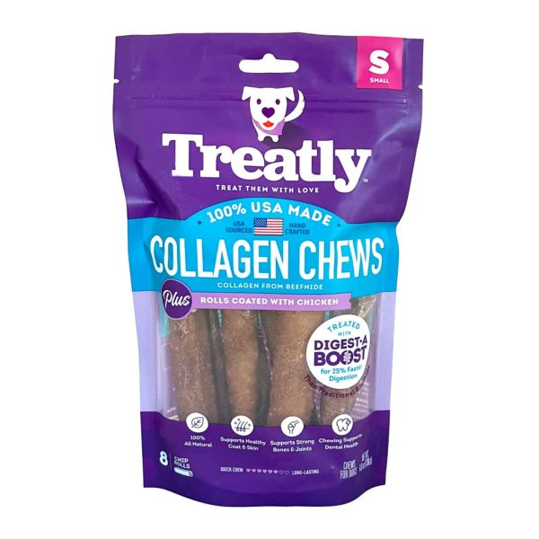 Treatly Collagen Chew Rolls Dog Treats Chicken, 1ea SM, 8 pk For Sale