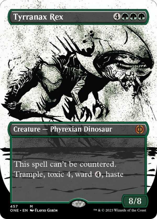 Tyrranax Rex (Borderless Ichor Step-and-Compleat Foil) [Phyrexia: All Will Be One] Discount